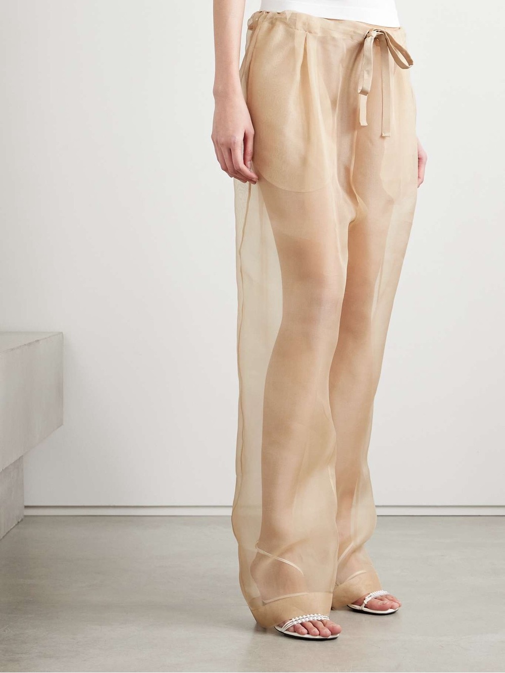 KHAITE Trenton pleated silk-organza tapered pants